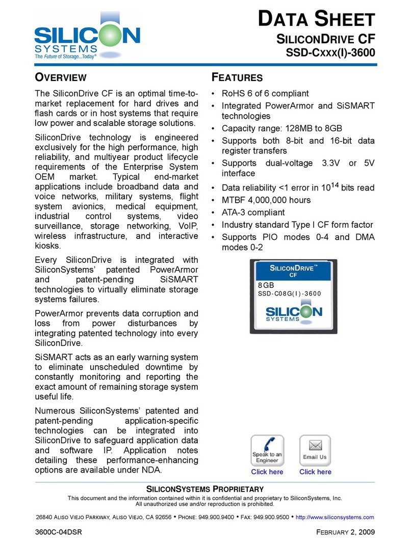Silicon Systems SiliconDrive SSD-C08G(I)-3600 datasheet Silicon Systems SiliconDrive SSD-C08G(I)-3600 datasheet