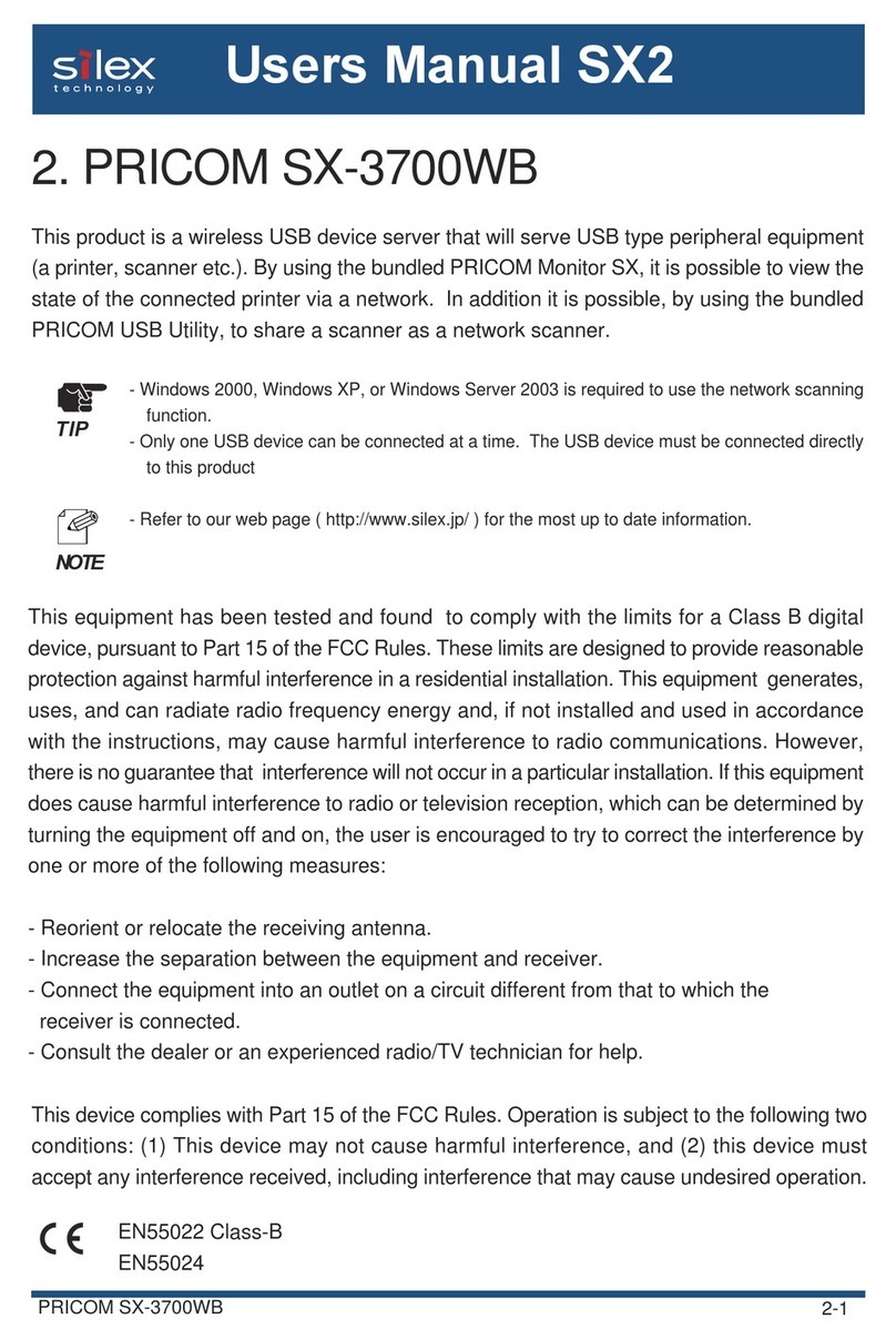 Silex technology PRICOM SX-3700WB User manual Silex technology PRICOM SX-3700WB User manual
