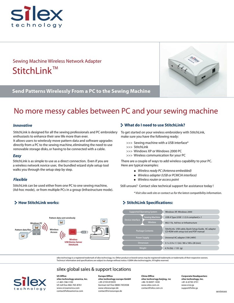 Silex technology StitchLink Sewing Machine Wireless Network... Specification sheet