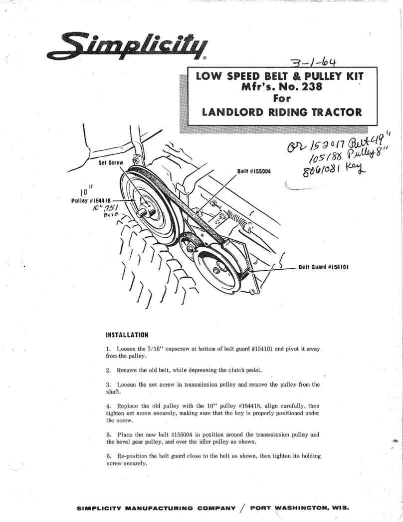 Simplicity Landlord Riding Tractor installation guide Simplicity Landlord Riding Tractor installation guide