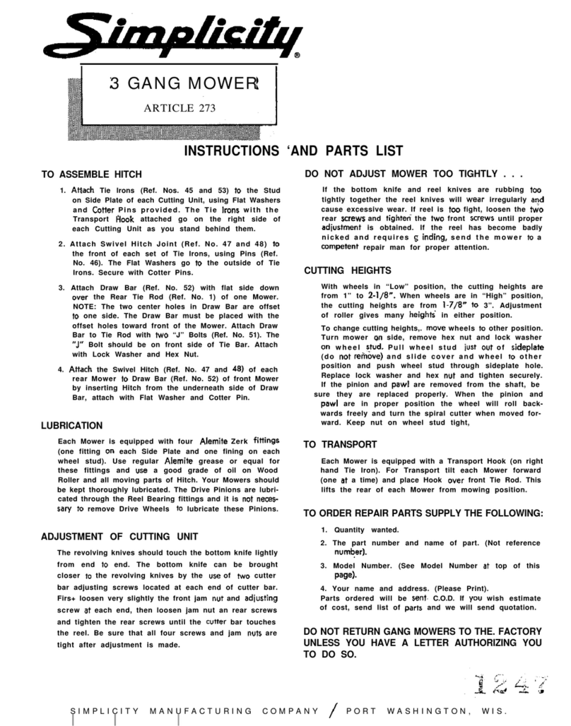 Simplicity Gang Mower Datasheet