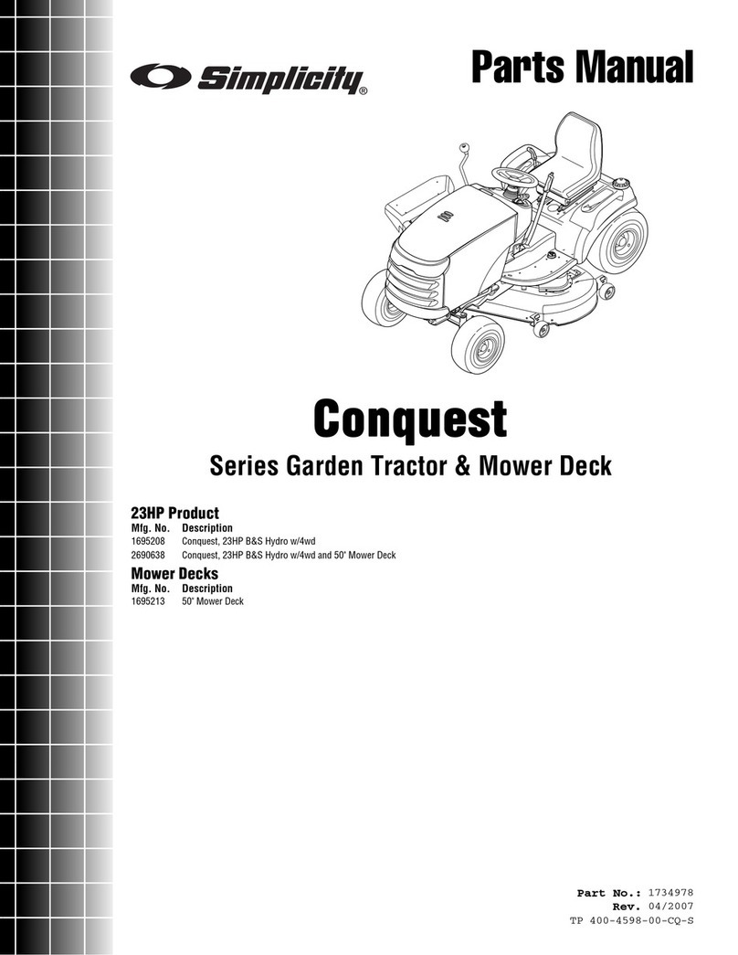 Simplicity Conquest Garden Tractor & Mower Deck User manual