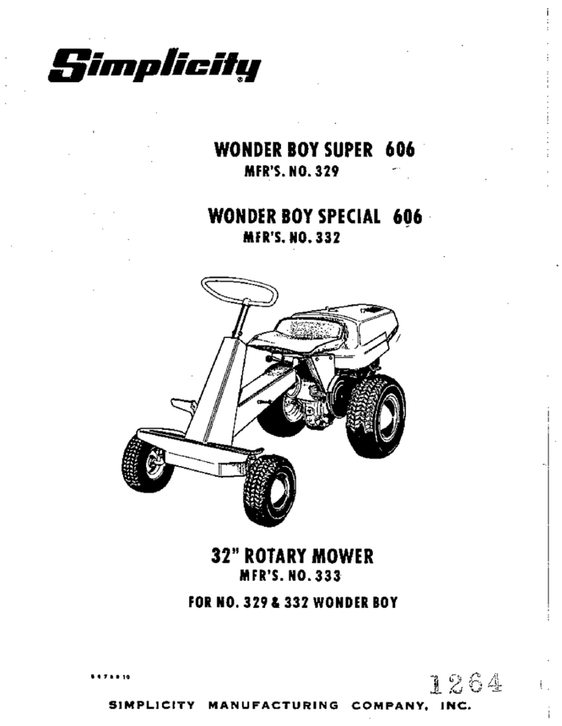 Simplicity WONDER BOY SPECIAL 606 Operator's manual