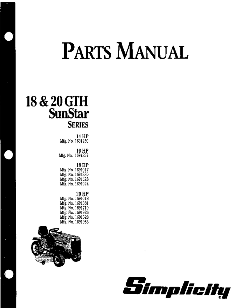 Simplicity SunStar 20 GTH Series parts manual