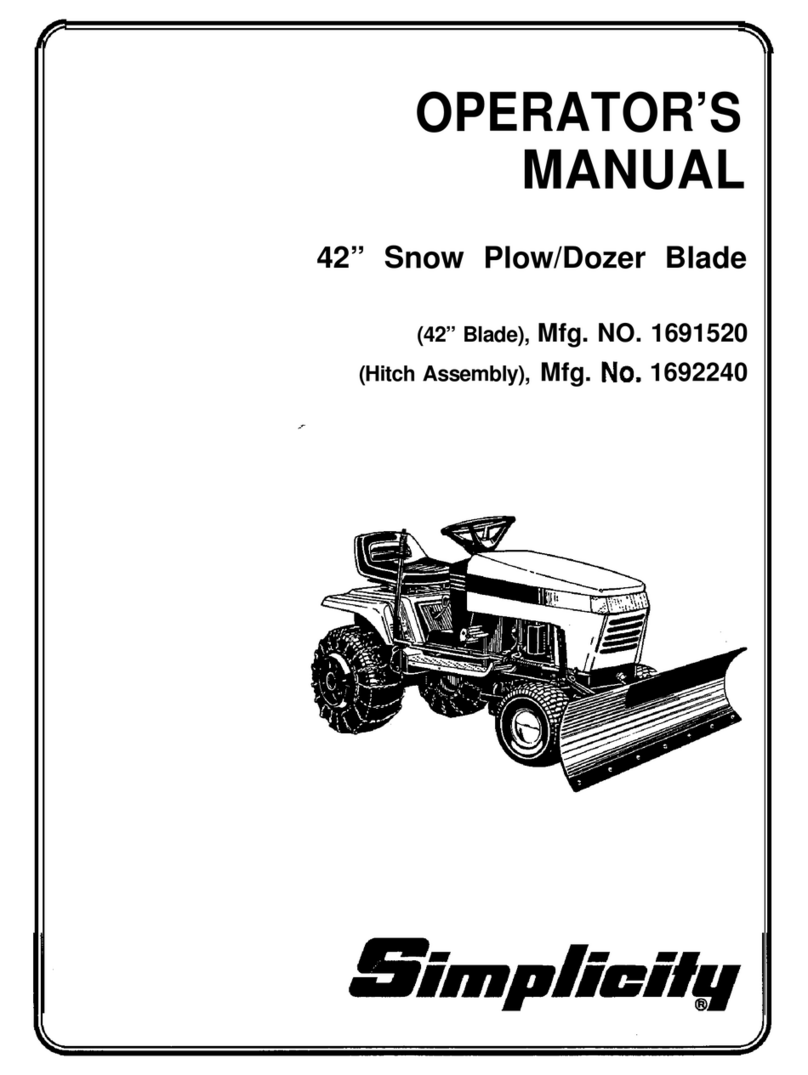 Simplicity Snow Plow/Dozer Blade User manual Simplicity Snow Plow/Dozer Blade User manual