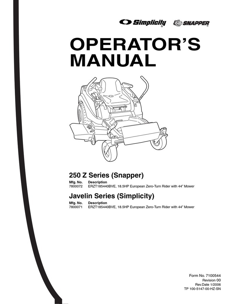 Simplicity SNAPPER 250 Z User manual