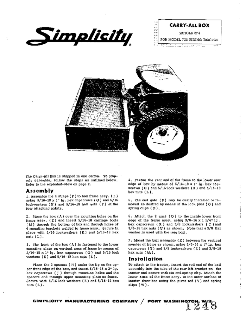 Simplicity 725 User manual