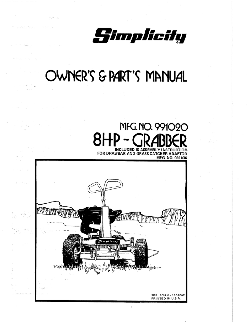 Simplicity 991020 Owner's & parts manual