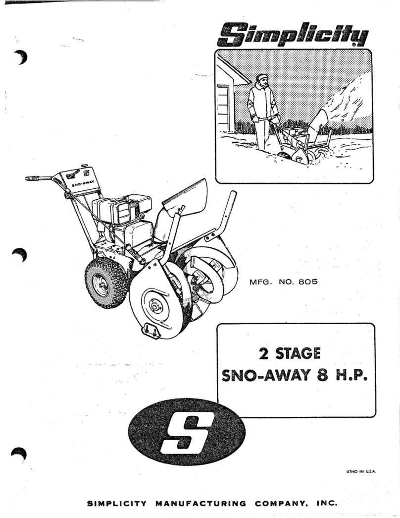 Simplicity 2 Stage SNO-Away 8 H.P. User manual