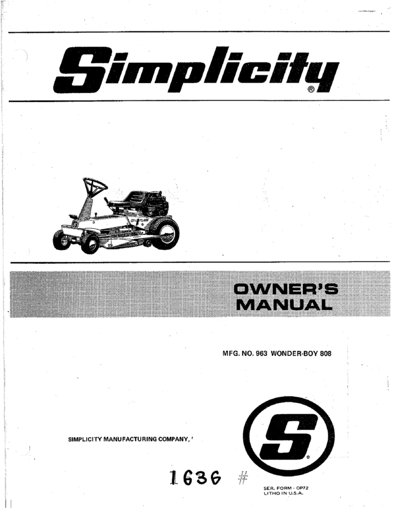 Simplicity Wonder-Boy 963 owner's manual