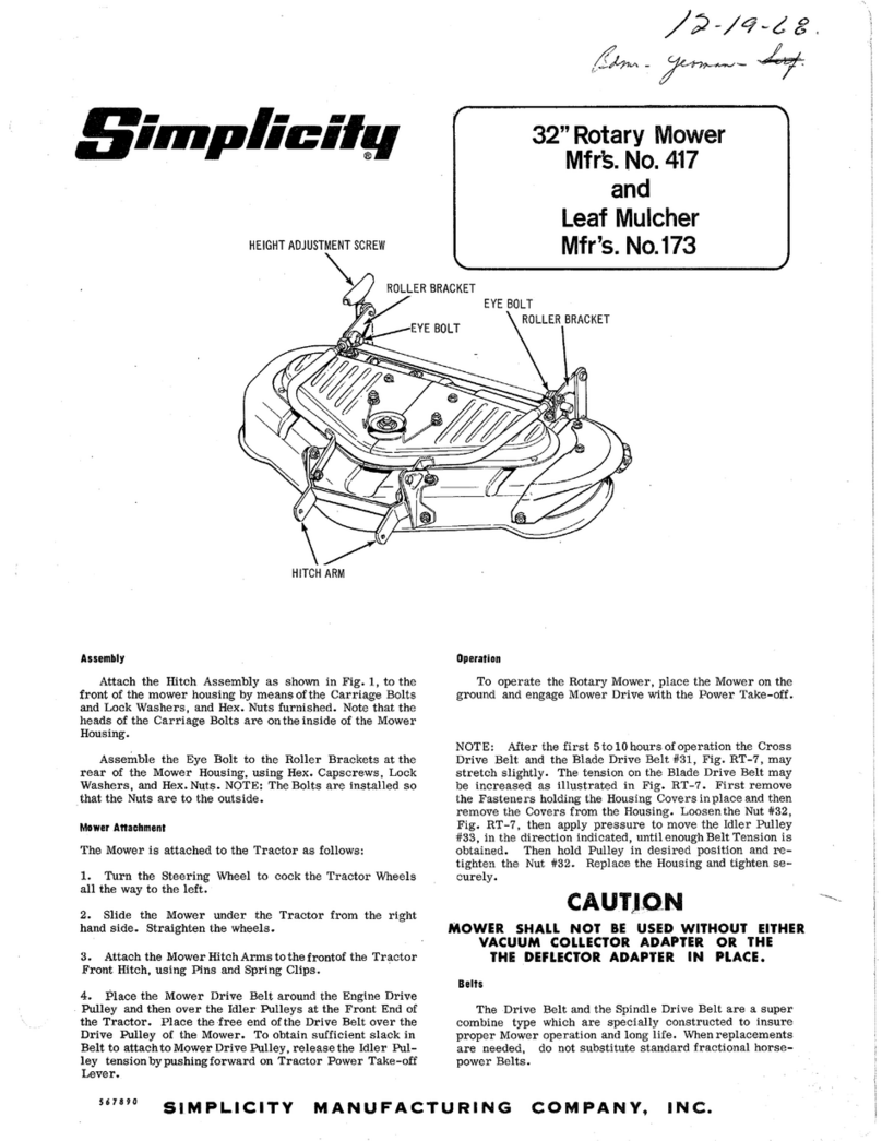 Simplicity 173 User manual
