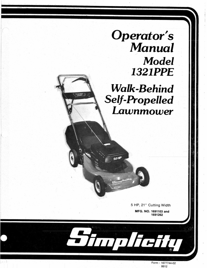 Simplicity 1321PPE Mower User manual Simplicity 1321PPE Mower User manual