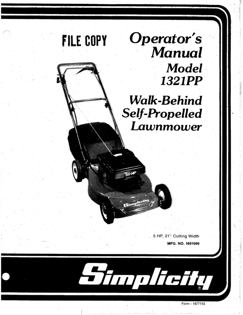 Simplicity 1321PP Mower Operator's manual