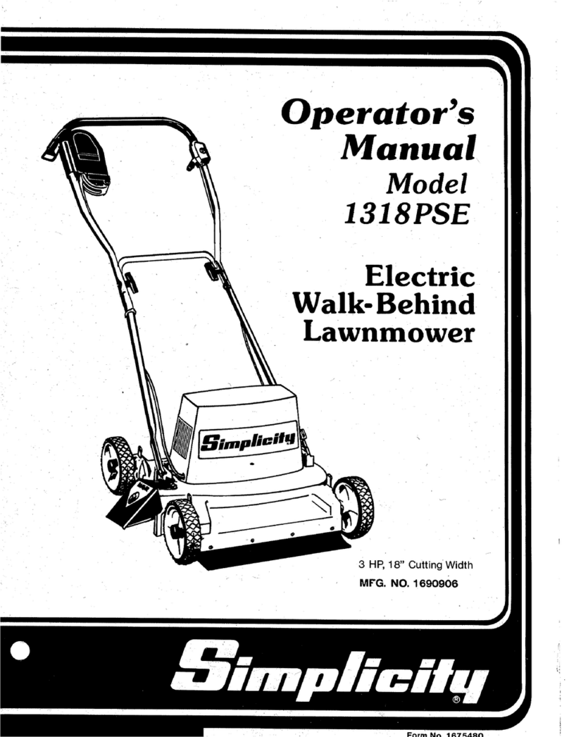 Simplicity 1318PSE Mower User manual Simplicity 1318PSE Mower User manual