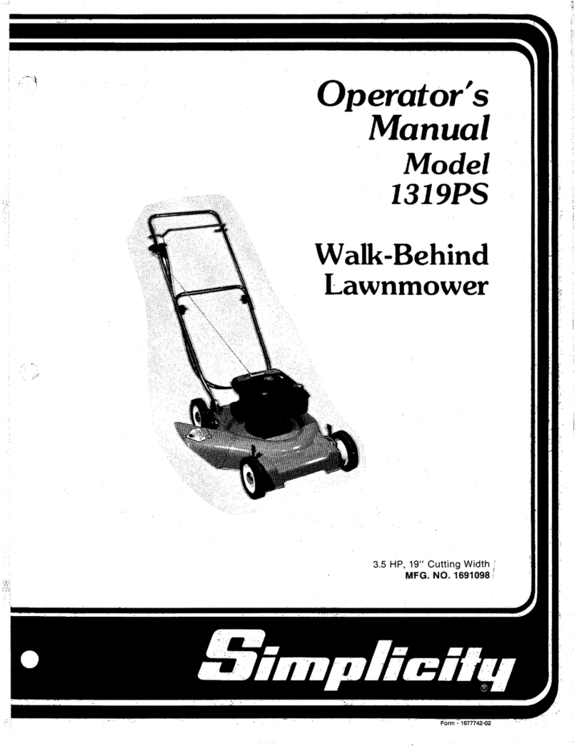 Simplicity 1319PS Mower User manual Simplicity 1319PS Mower User manual