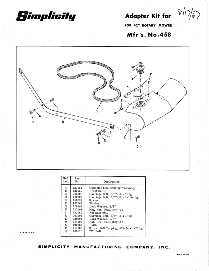 Simplicity 458 User manual
