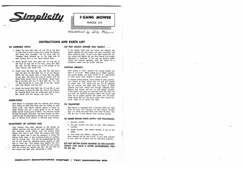 Simplicity 273 Instructions and parts list