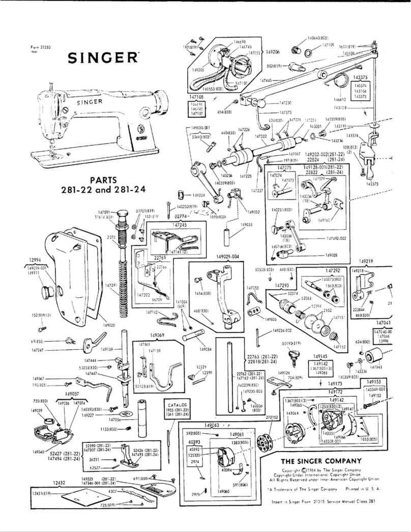 Singer 281-22 parts list