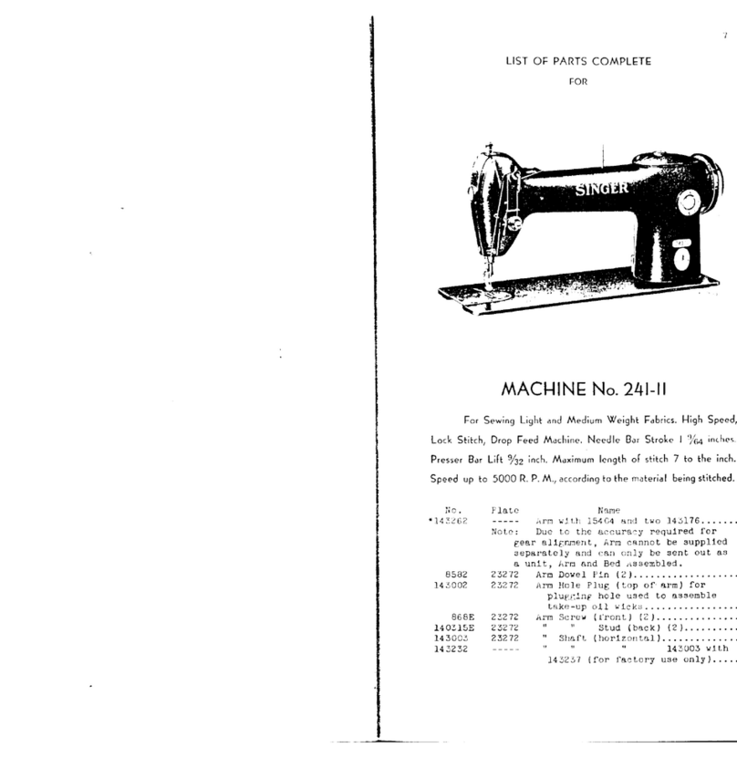 Singer 241-11 parts list
