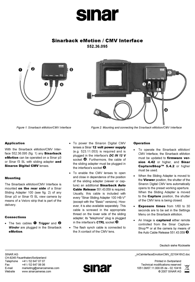 Sinar Sinarback eMotion / CMV Interface 552.36.095 user manual