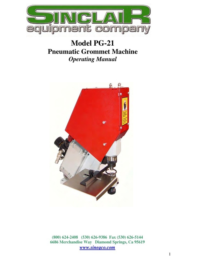 Sinclair Pneumatic Grommet Machine PG-21 User manual