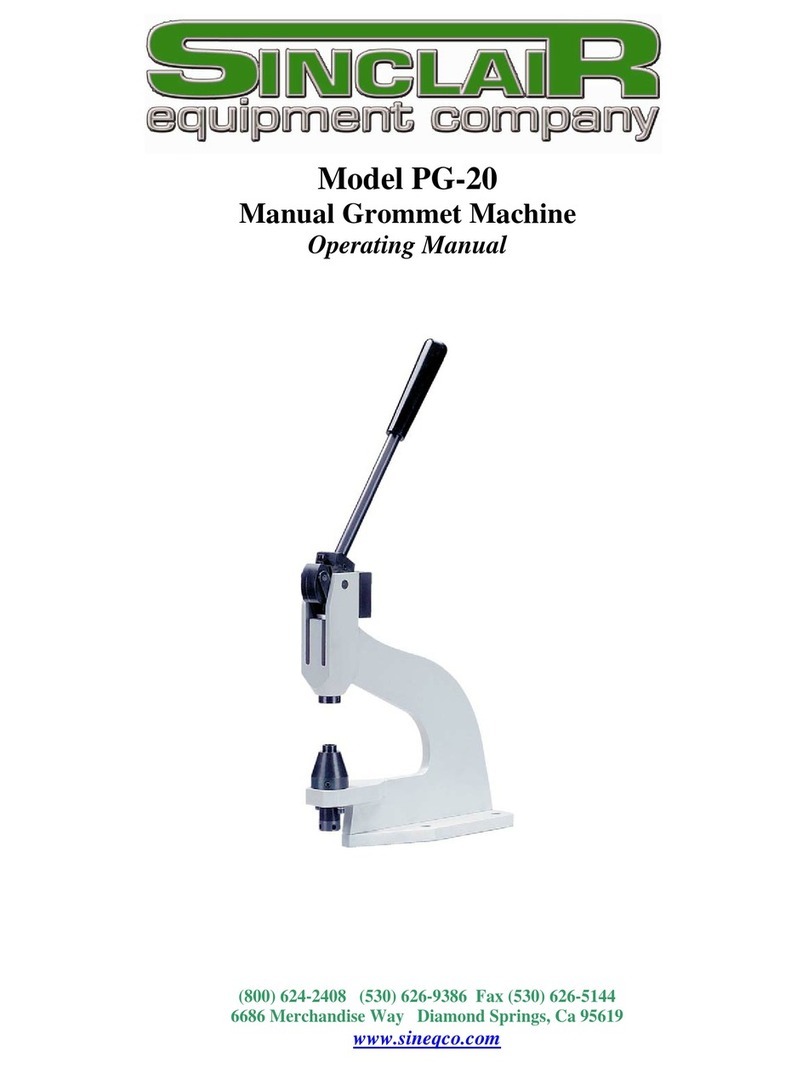 Sinclair Manual Grommet Machine PG20 User manual