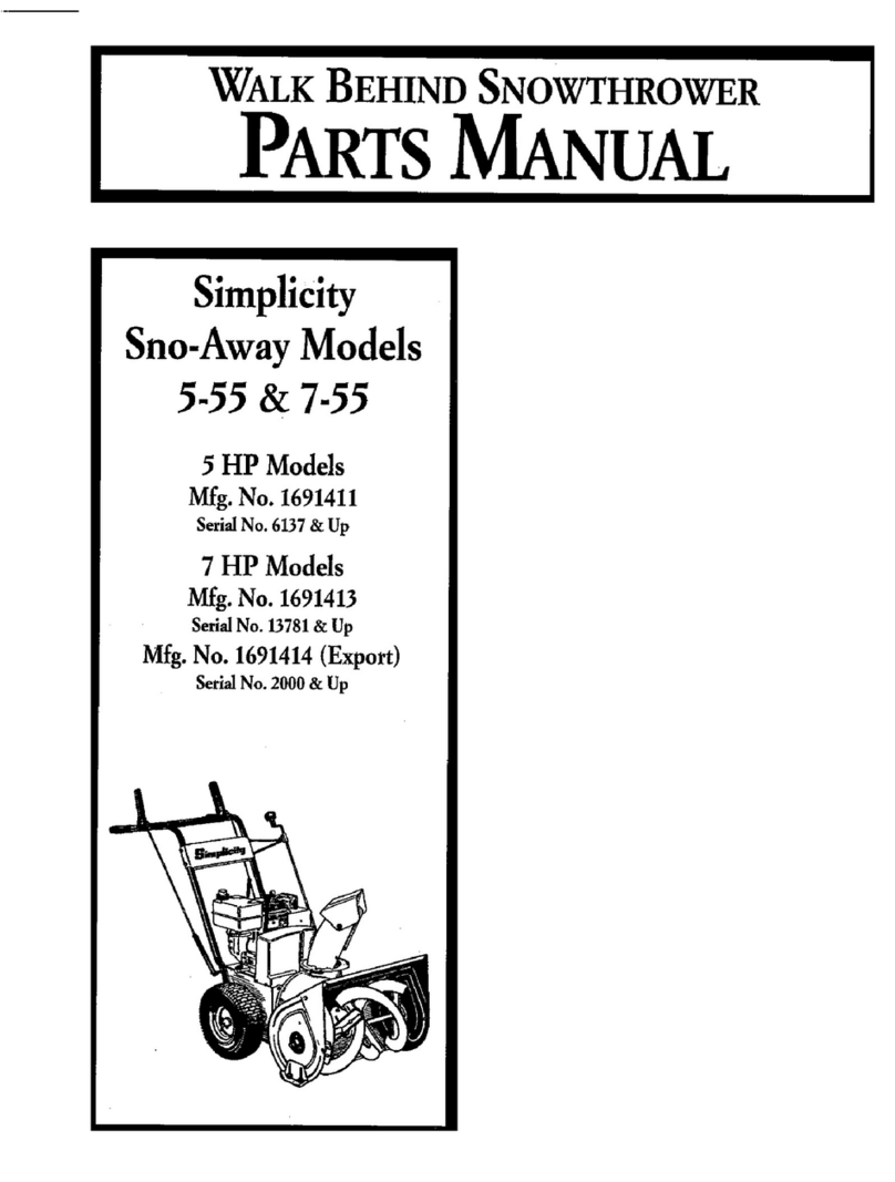 Simplicity Sno-Away 13781 & Up parts manual