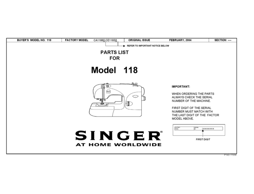 Singer FEATHERWEIGHT II 118 parts list