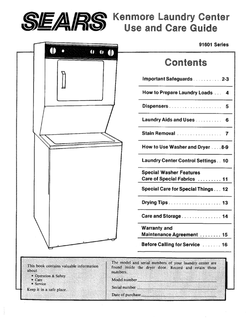 Sears Kenmore 91601 Series Use and care guide