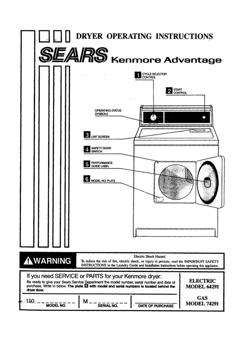 Sears Kenmore Advantage 64291 User manual