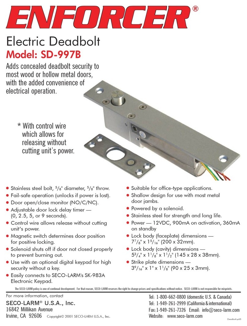 ENFORCER Enforcer Electric Deadbolt SD-997B product manual ENFORCER Enforcer Electric Deadbolt SD-997B product manual
