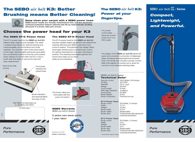 Sebo K2 Specification sheet