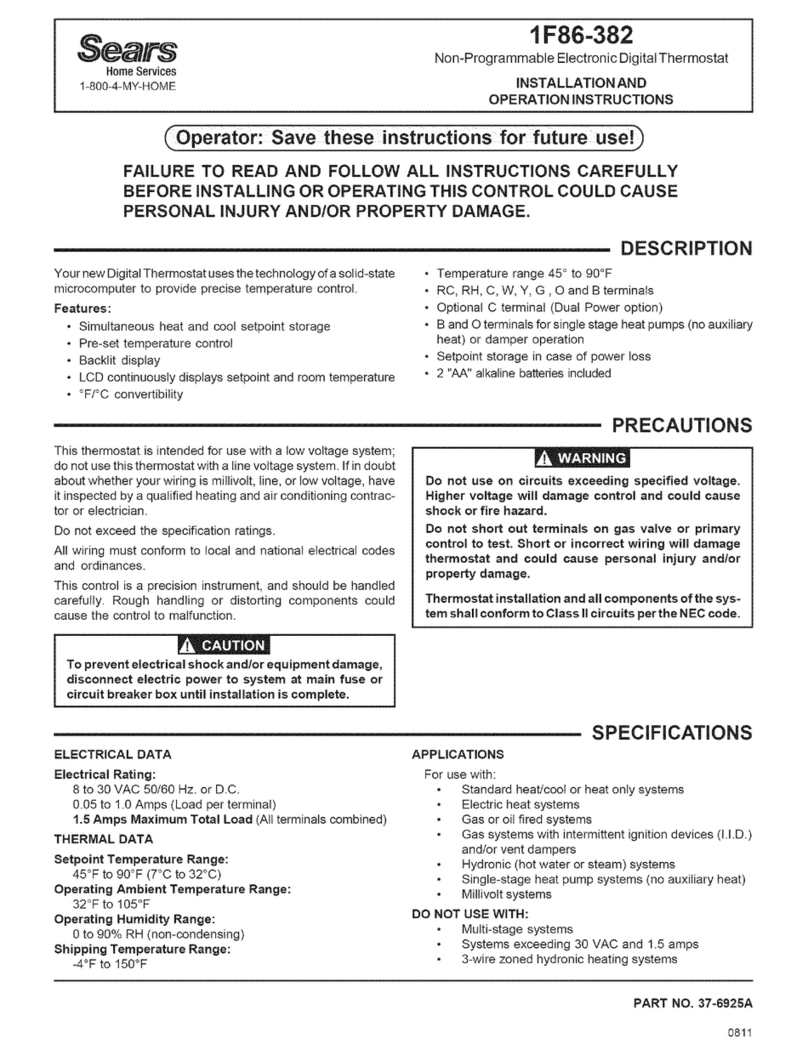Sears 1F86-382 Nstallation and operating instructions