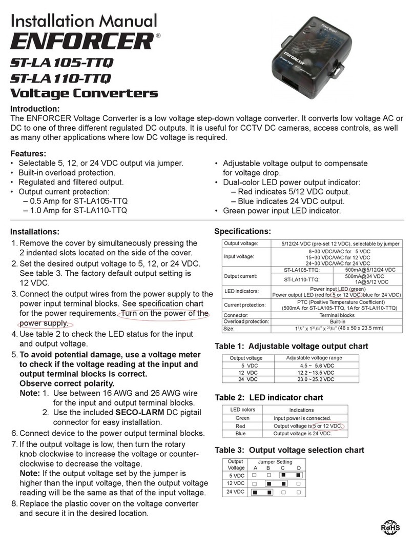 SECO-LARM ENFORCER Voltage Converter ST-LA105-TTQ User manual