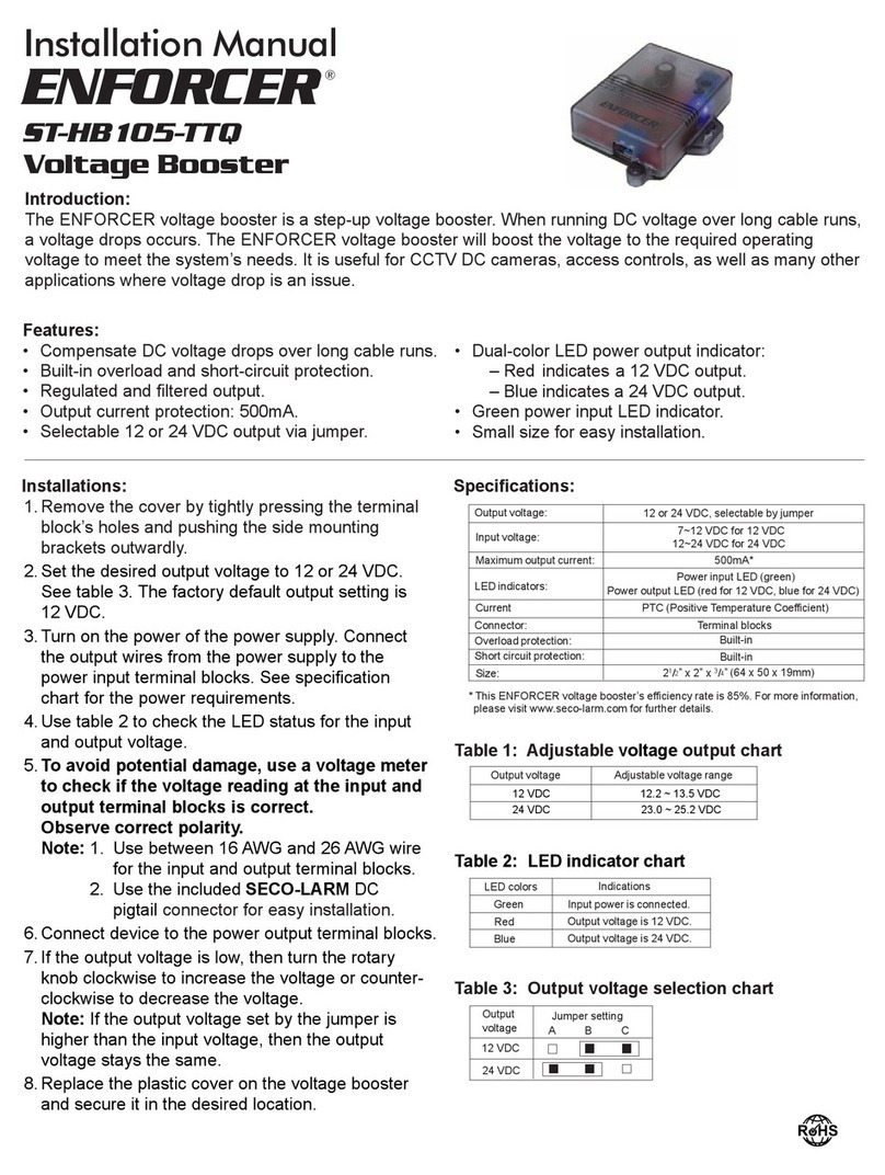 SECO-LARM Enforcer Voltage Booster ST-HB105-TTQ installation manual SECO-LARM Enforcer Voltage Booster ST-HB105-TTQ installation manual