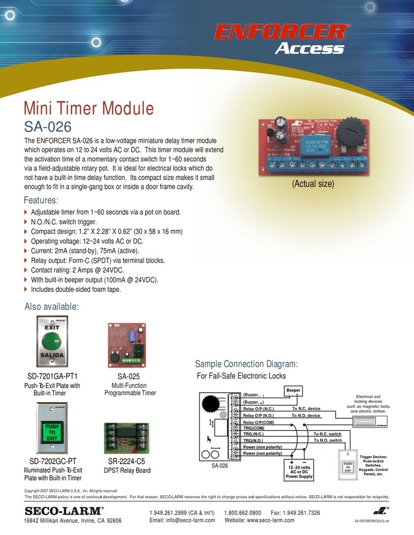 SECO-LARM Mini Timer Module SA-026 Specification sheet