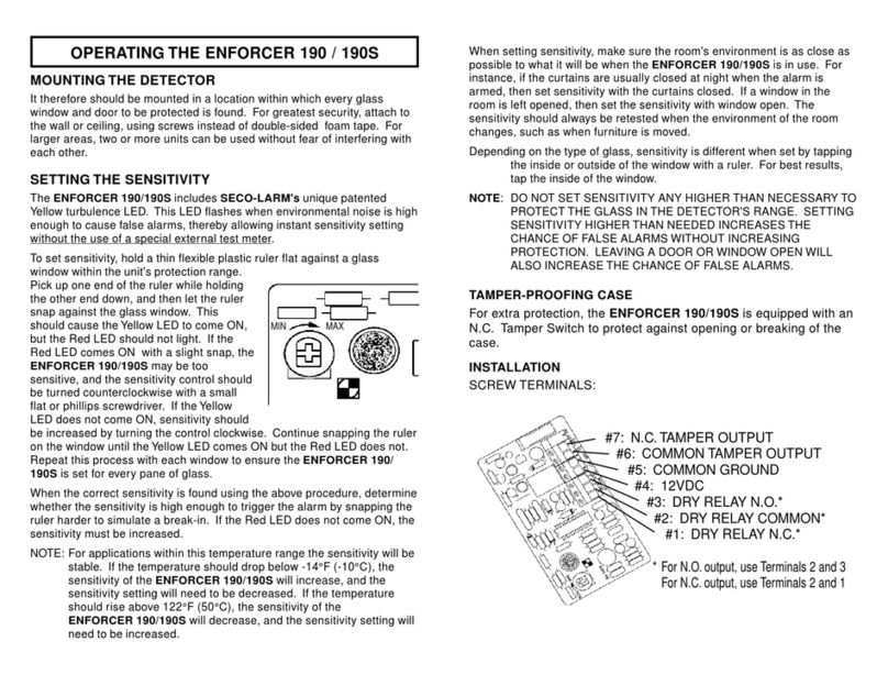 SECO-LARM ENFORCER 190 user manual