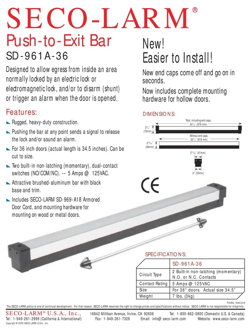 SECO-LARM Push-to-Exit Bar SD-961A-36 User manual