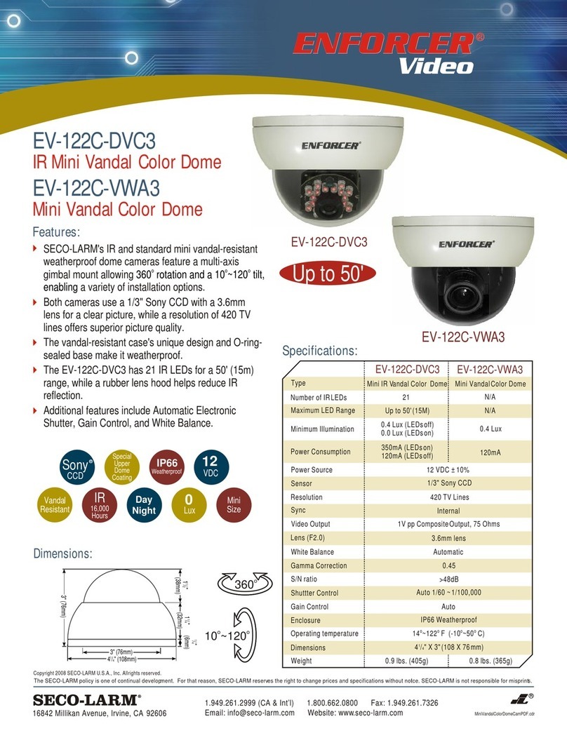 SECO-LARM Enforcer EV-122C-DVC3 Specification sheet