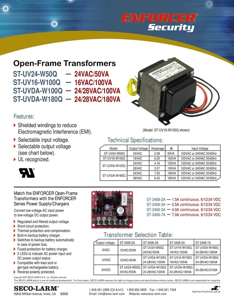 SECO-LARM Open-Frame Transformers ST-UV16-W100Q Specification sheet