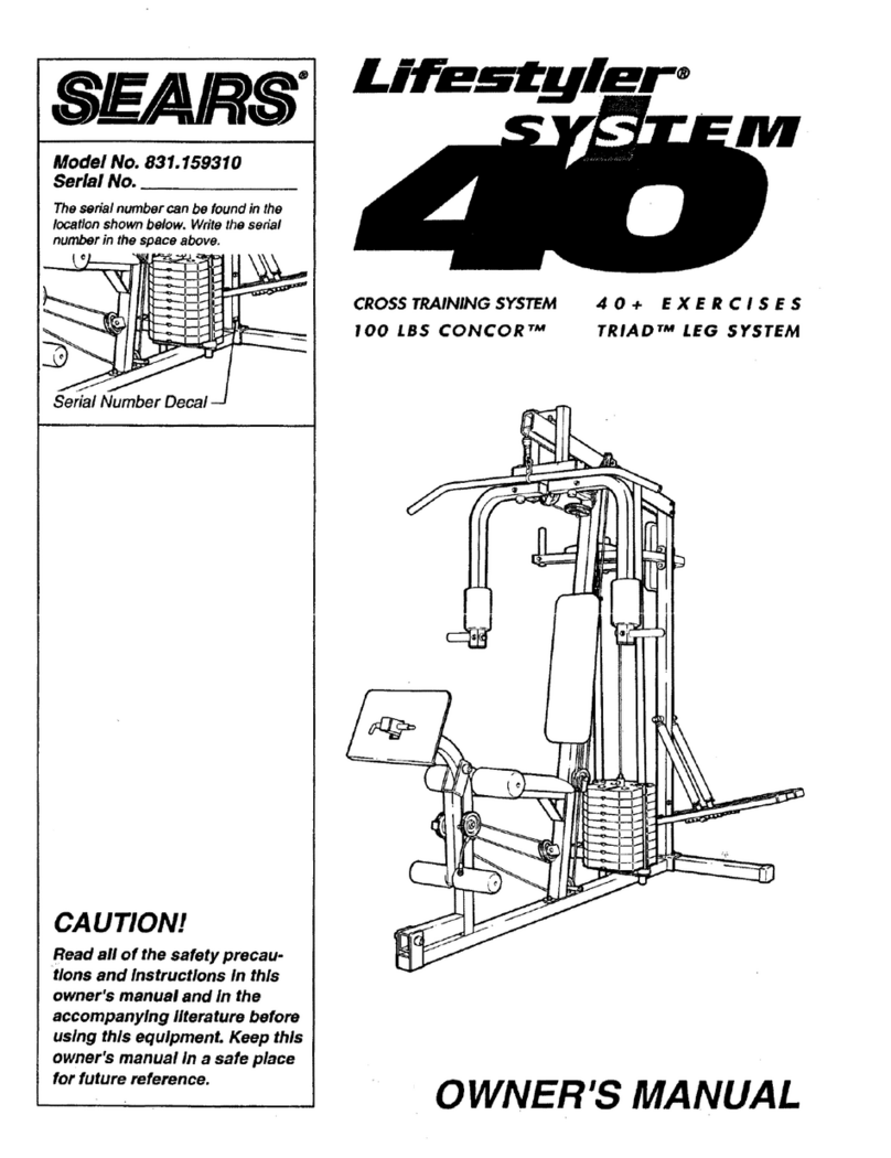 Sears LIFESTULER SYSTEM 40 831.15931 owner's manual