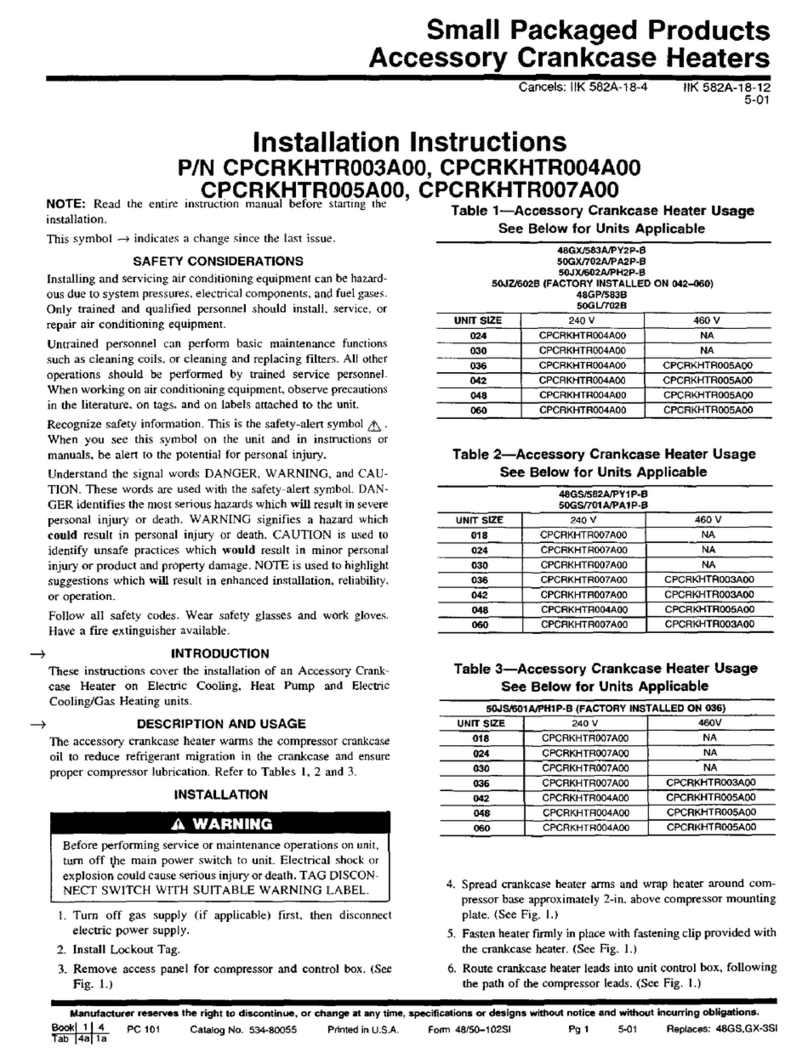 Carrier CPCRKHTR003A00 installation instructions