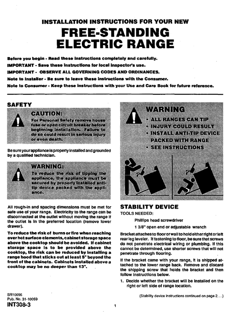 Sears SR10095 installation instructions Sears SR10095 installation instructions
