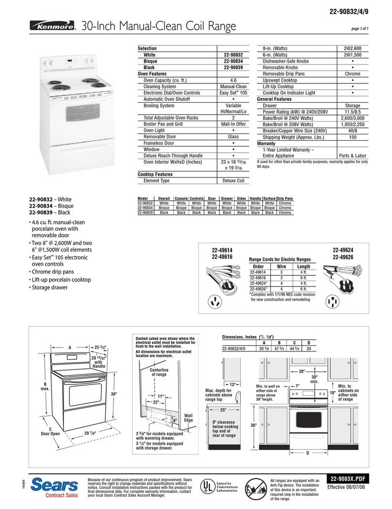 Kenmore 22-90832 User manual