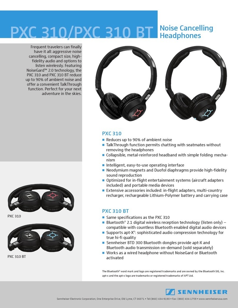 Sennheiser Travel PXC 310 Specification sheet