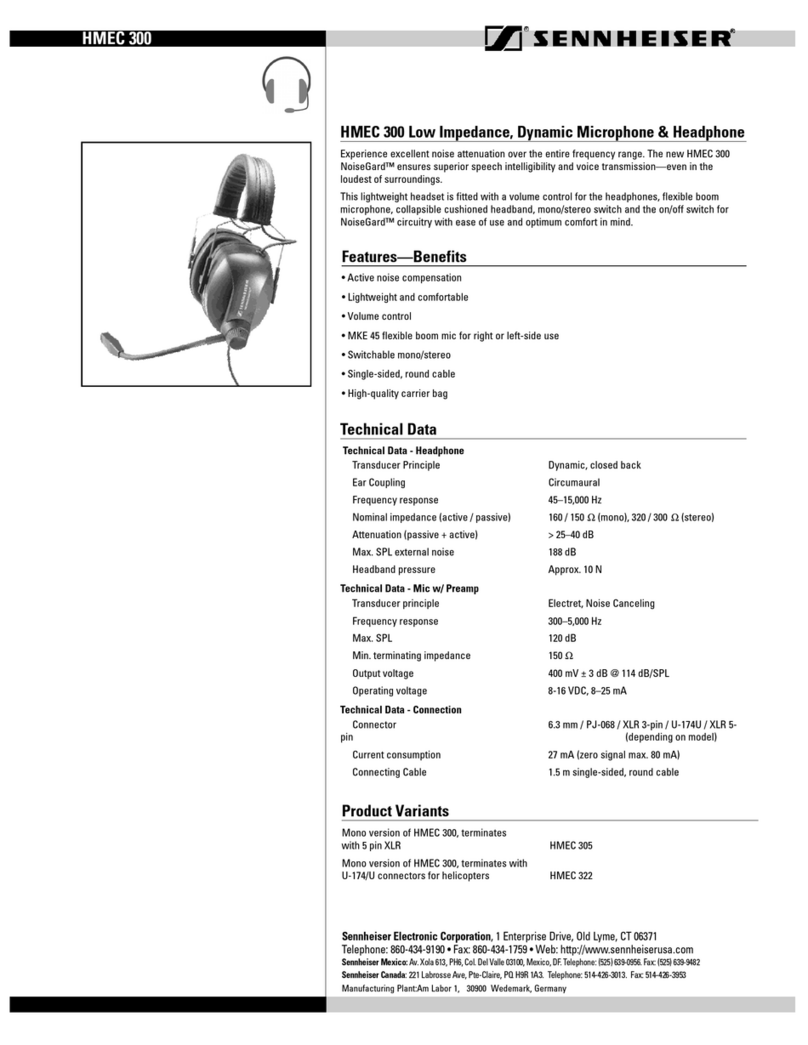 Sennheiser NoiseGard HMEC 372 Technical data