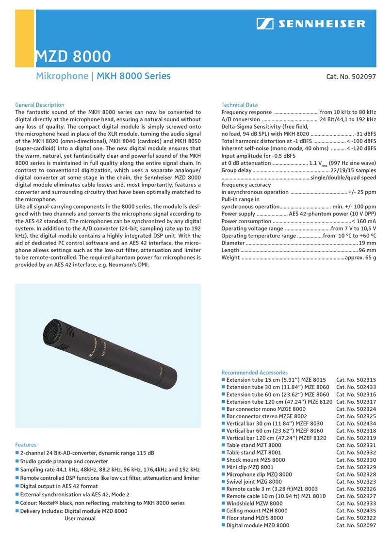 Sennheiser MKH 8000 Series Specification sheet