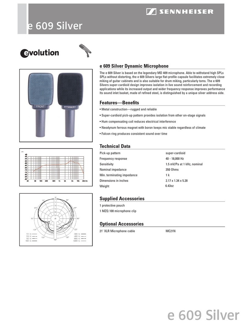 Sennheiser e 609 silver Specification sheet