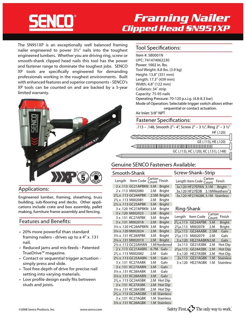 Senco SN951XP Specification sheet