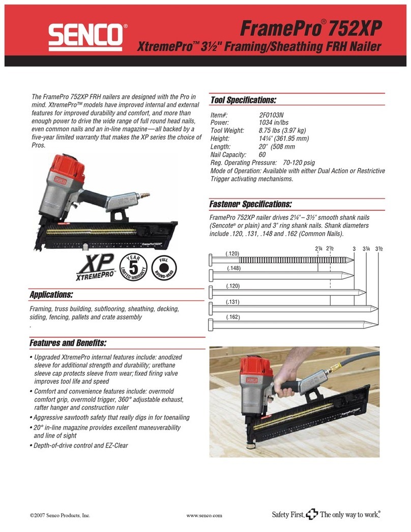 Senco FramePro 752XP Specification sheet